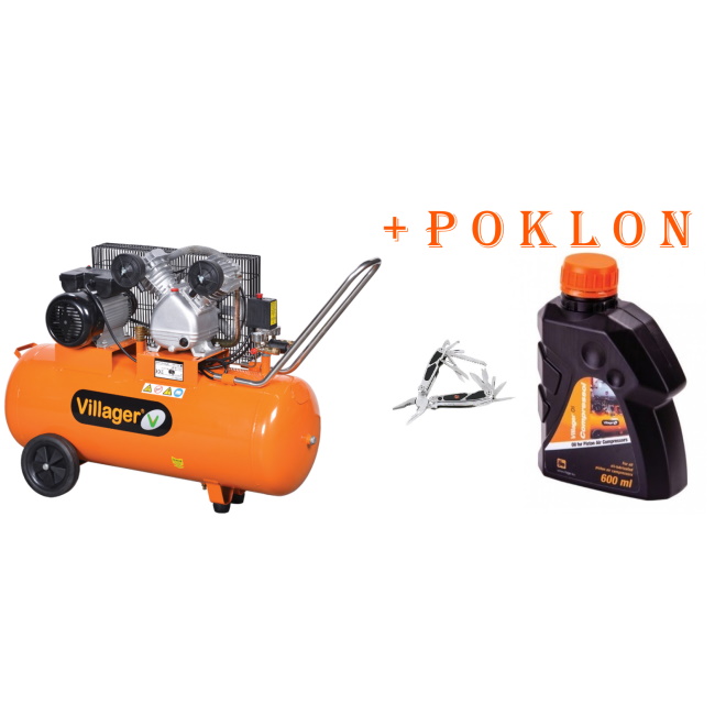 Villager kompresor za vazduh VAT VE 100L + POKLON Multifunkcionalni nož 471005R0 Blister i Villager ulje za vazdušne kompresore 600ml Villager kompresor za vazduh VAT VE 100L + POKLON Multifunkcionalni nož 471005R0 Blister i Villager ulje za vazdušne kompresore 600ml